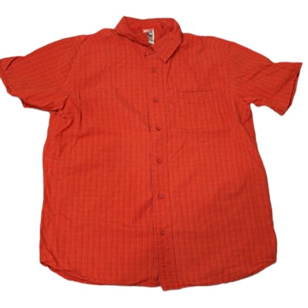 The North Face Red Orange Plaid Short-Sleeve Hiking Shirt Large Gorpcore